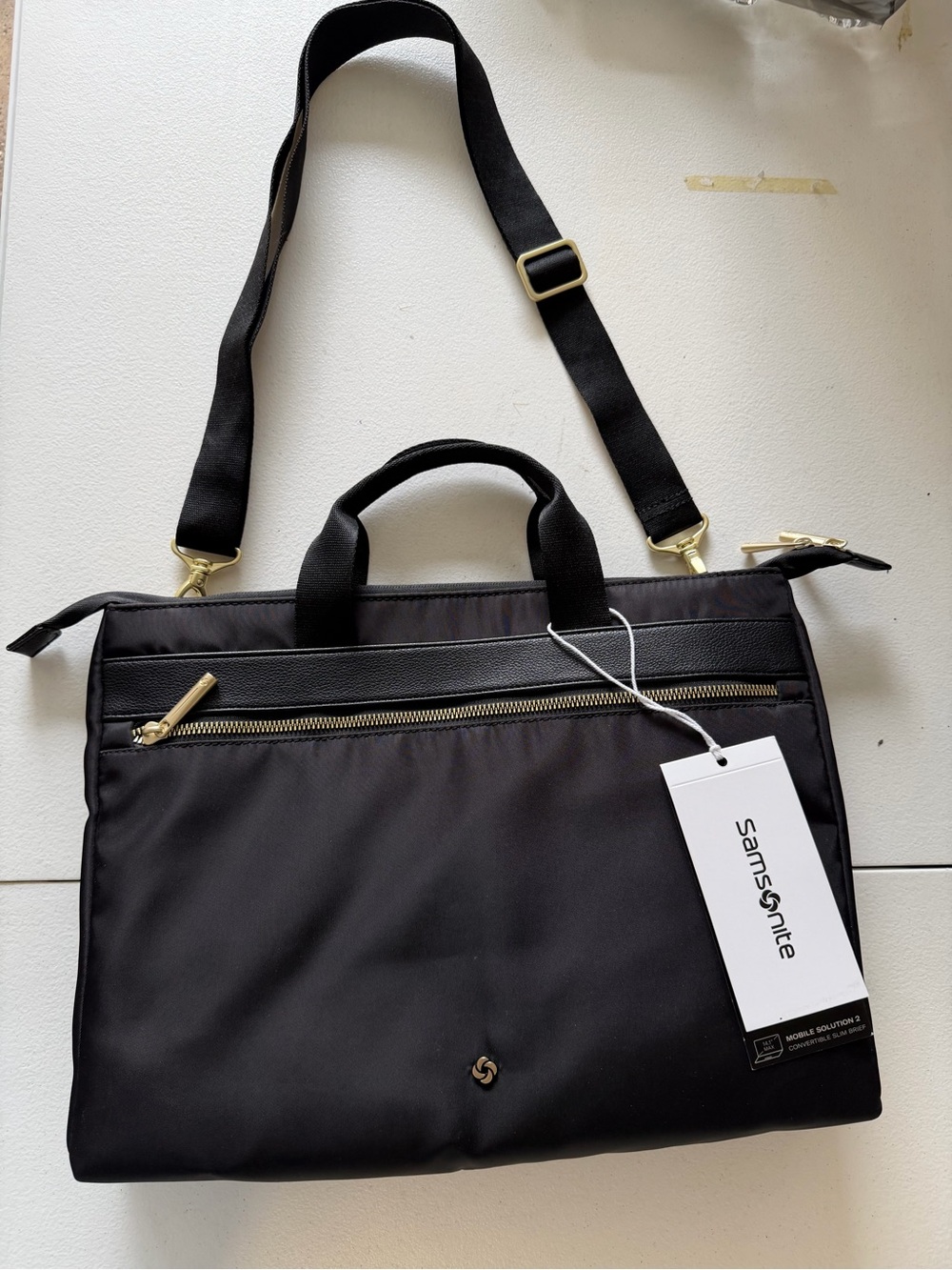 Samsonite Mobile Solution 2 Slim Briefcase Black Nylon Adjustable Strap NWT